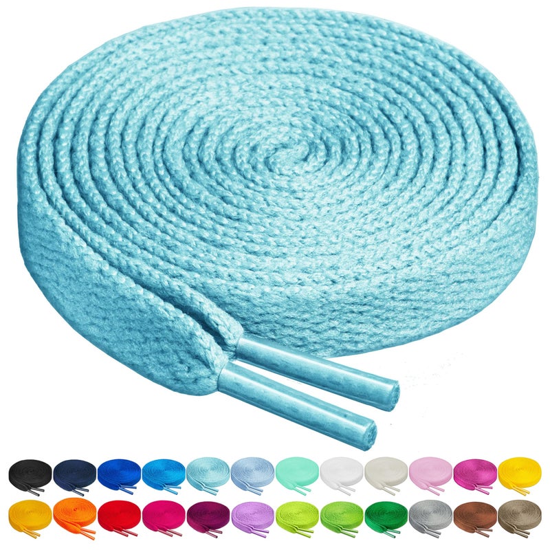 Birch Shoelaces in 27 Colors Flat 5/16" Shoe Laces in 4 Different Lengths (37" (94cm), Mint Blue) - Image 1